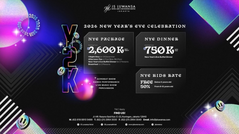 Rayakan Malam Tahun Baru 2026 dengan Nuansa Y2K di JS Luwansa Hotel and Convention Center